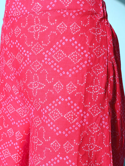 InWeave Women's Pink Bandhani Strappy Kurta Set - Distacart