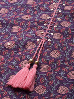 Thumbnail for Varanga Cotton Printed Stright Kurta With Embroidered Nekline - Distacart