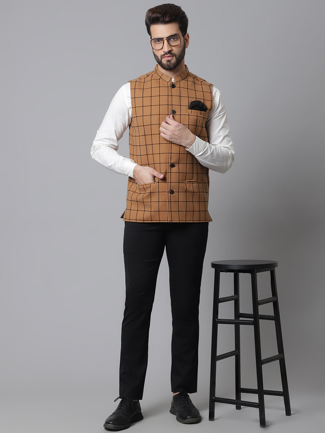 Even Apparels Men's Beige Nehru Jacket With Welt Pockets - Distacart