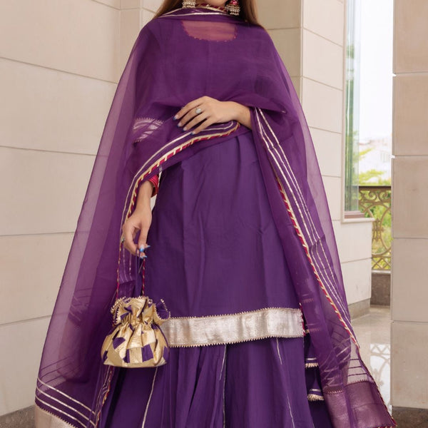 Pomcha Jaipur Falguni Purple Kurta Skirt Set - Distacart