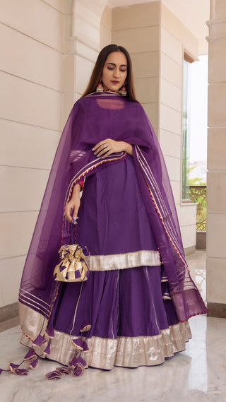 Pomcha Jaipur Falguni Purple Kurta Skirt Set - Distacart