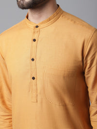 Thumbnail for Even Apparels Yellow Solid Kurta With Band Collar - Distacart