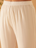 Thumbnail for InWeave Women's White Round Neck Square Gota Work Kurta Pant Set - Distacart