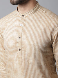 Thumbnail for Even Apparels Beige Solid Kurta With Band Collar - Distacart