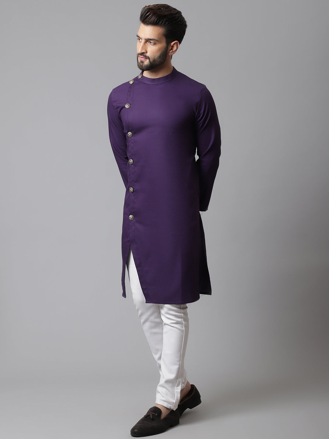 Even Apparels Purple Sherwani Kurta With Asymetrical Cut - Distacart