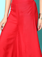 Thumbnail for InWeave Women's Red Gota Strappy Kurta Set - Distacart