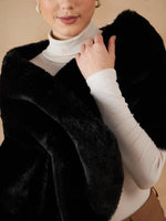 Thumbnail for InWeave Women's Black Long Faux Fur Cape - Distacart