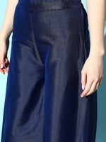 Thumbnail for InWeave Women's Blue Banarasi Halter Kurta Set - Distacart