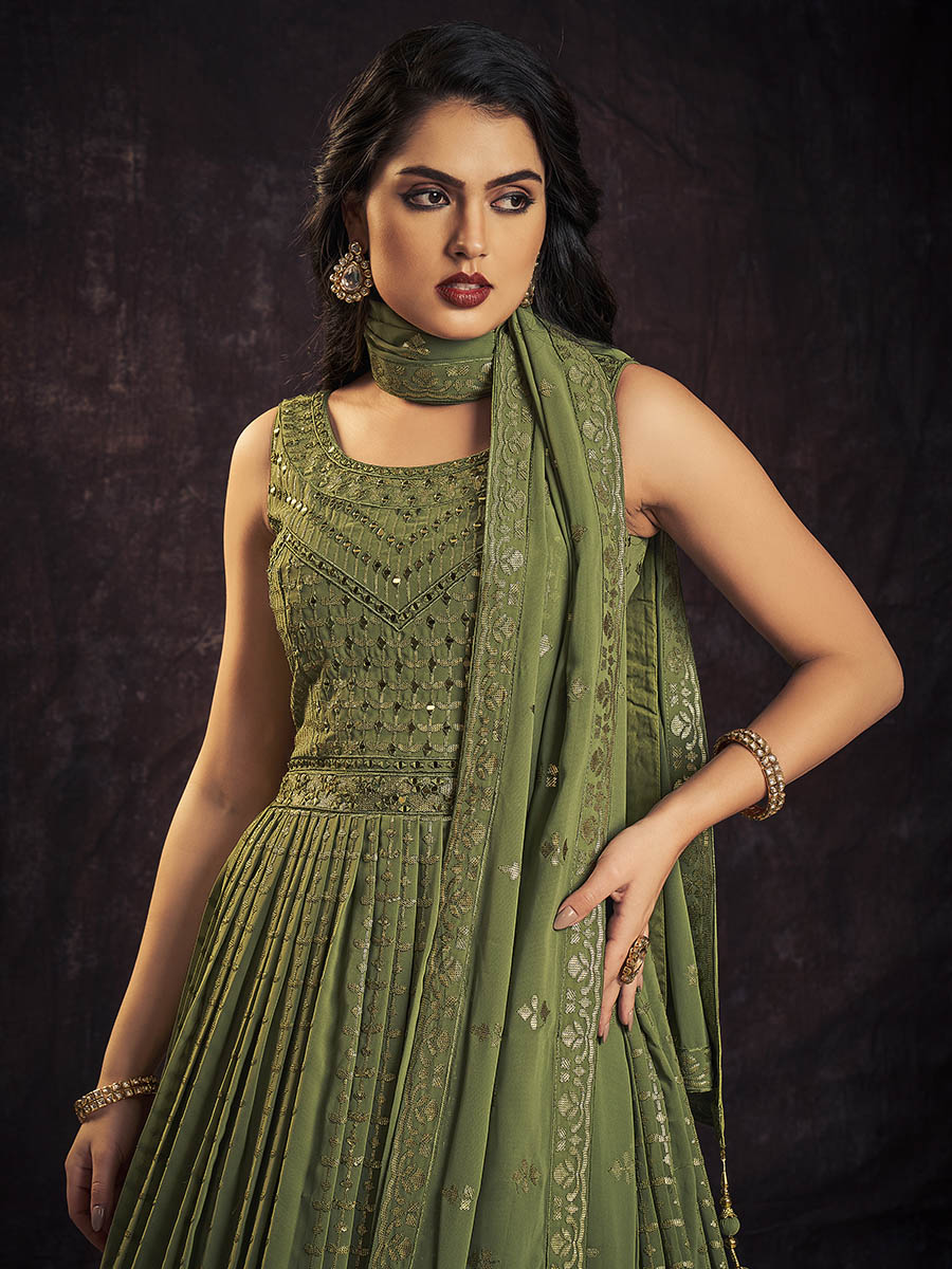 Myra Green Real Georgette Designer Gown Style Suit - Distacart