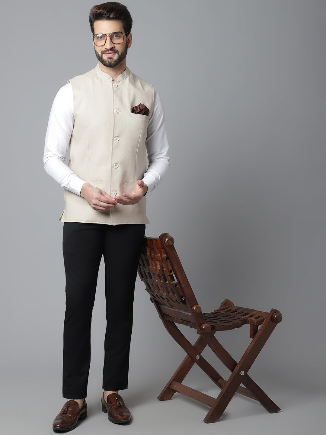 Even Apparels Men's Cream Nehru Jacket With Welt Pockets - Distacart