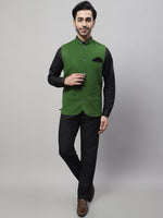 Thumbnail for Even Apparels Men's Green Pure Wool Nehru Jacket - Distacart