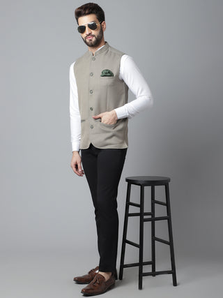 Even Apparels Men's Cream Nehru Jacket With Welt Pockets - Distacart