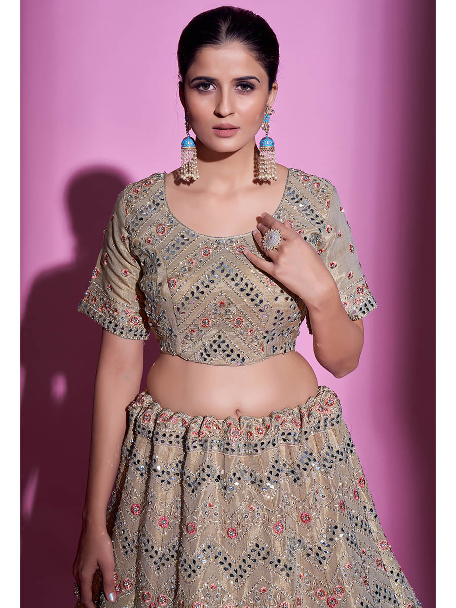 Myra Tan Gota Silk Embroidered Designer Lehenga Choli - Distacart