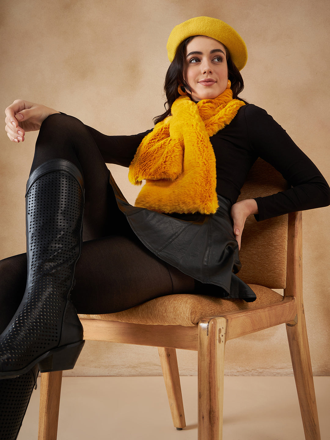 InWeave Women's Yellow Faux Fur Neck Warmer - Distacart