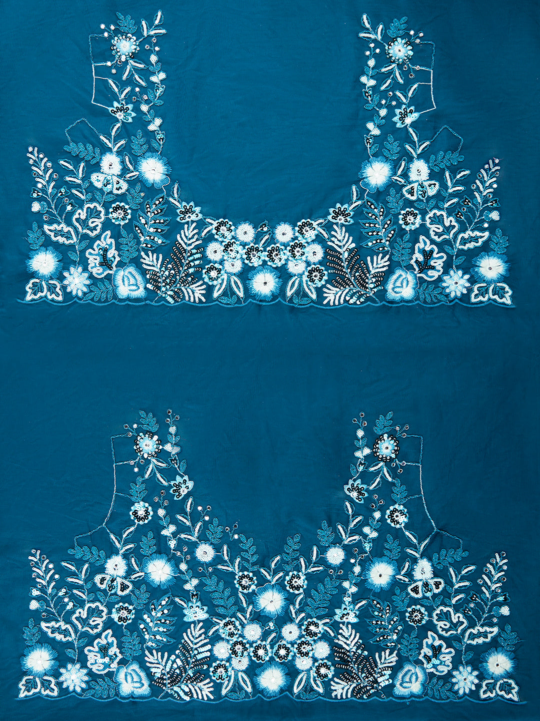 House of Panchhi Teal Net Sequins, Mirror And Thread Embroidery Lehenga Choli & Dupatta - Distacart