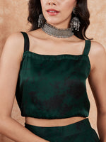 Thumbnail for InWeave Women's Dark Green Black Gota Skirt Saree - Distacart