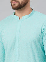 Thumbnail for NOZ2TOZ Men Lime Green Green Chikankari Embroidered Woven Design Straight Kurta With Pyjama - Distacart