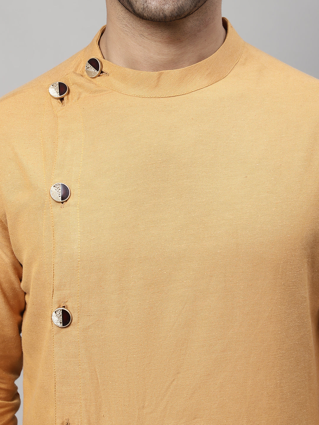 Even Apparels Mustard Sherwani Kurta With Asymetrical Cut - Distacart