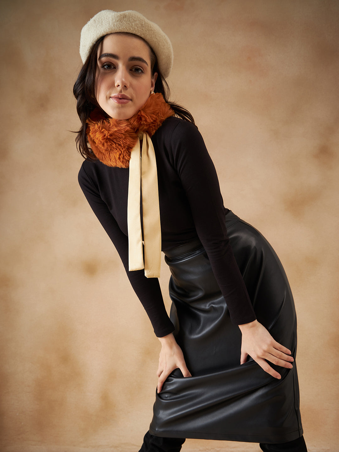 InWeave Women's Carrot Orange Fur Neckpiece - Distacart
