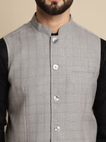 Thumbnail for Even Apparels Men's Grey Mandarin Collar Waistcoat - Distacart
