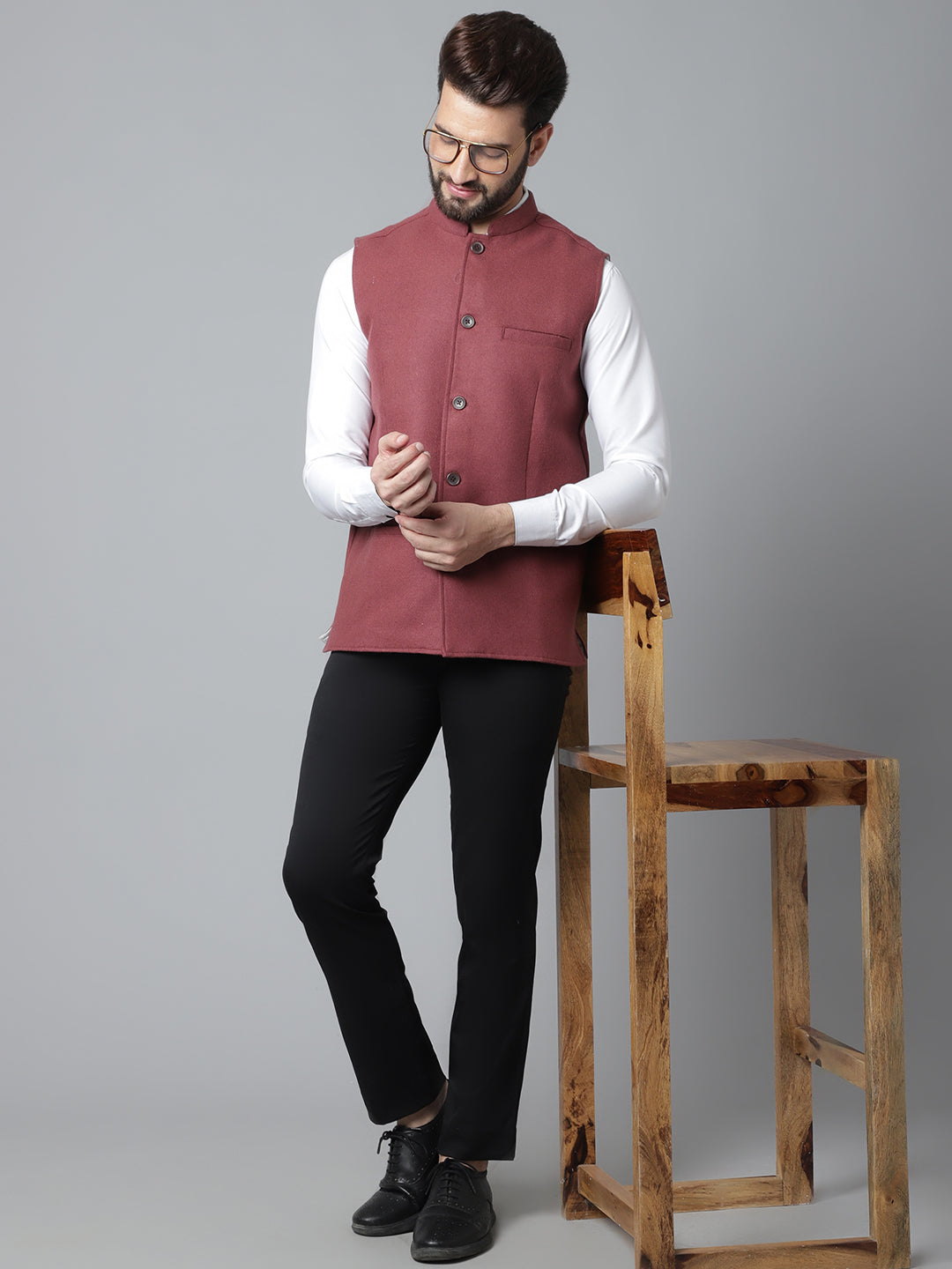 Even Apparels Men's Brown Pure Wool Nehru Jacket - Distacart