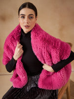 Thumbnail for InWeave Women's Light Pink Long Faux Fur Cape - Distacart