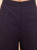 Thumbnail for InWeave Women's Navy Blue Lace Work Double Layer Sharara Set - Distacart