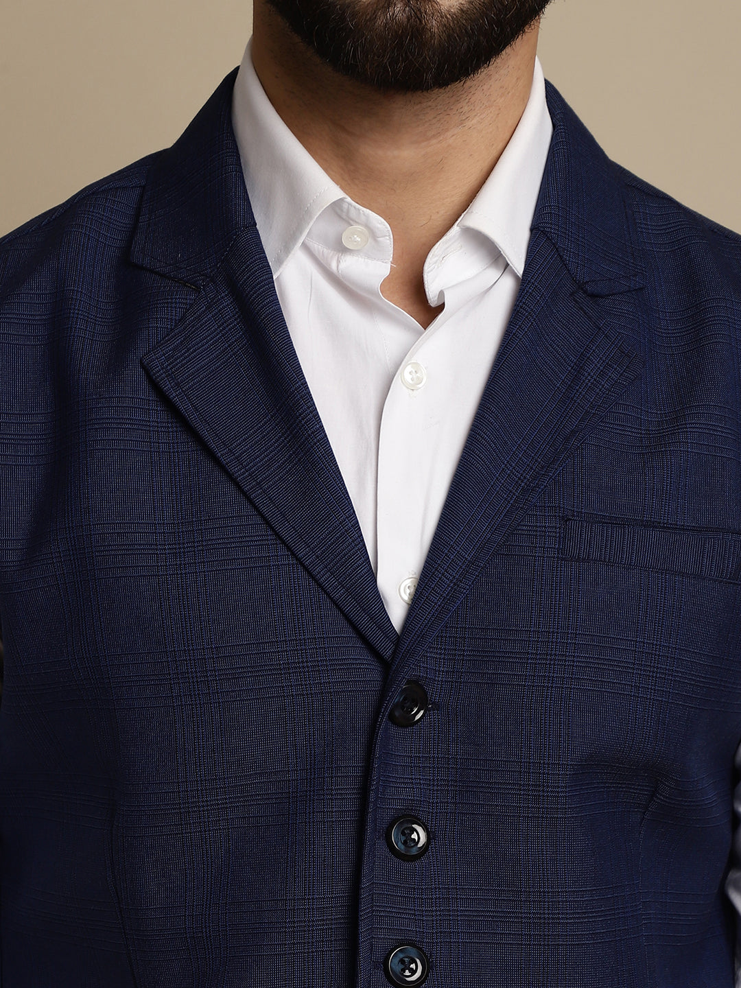 Even Apparels Men's Blue Waistcoat with Notched Lapel - Distacart