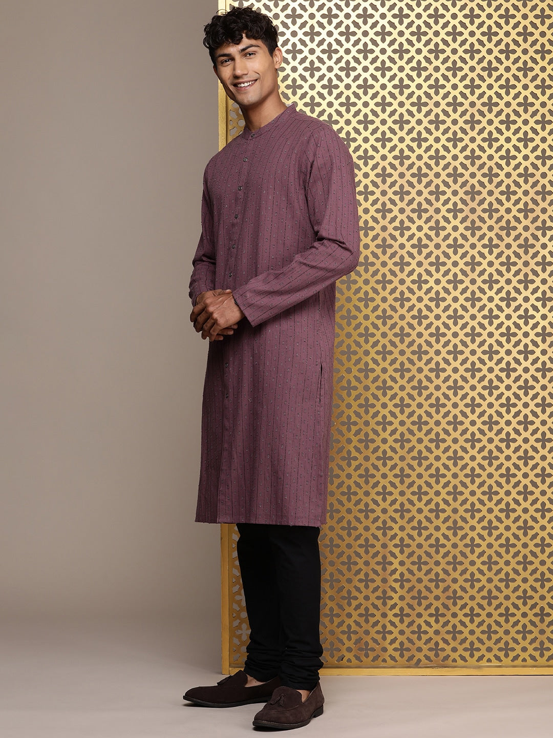 House of Pataudi Woven Design Straight Jashn Kurta - Distacart