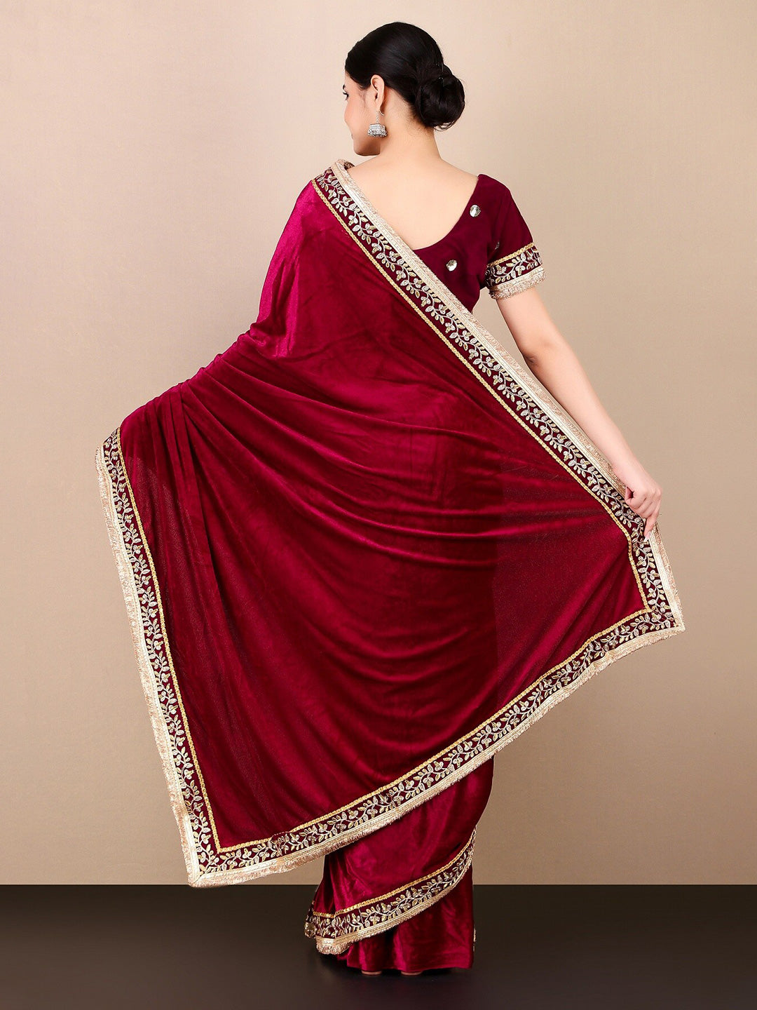 Kalini Embellished Velvet Saree - Distacart