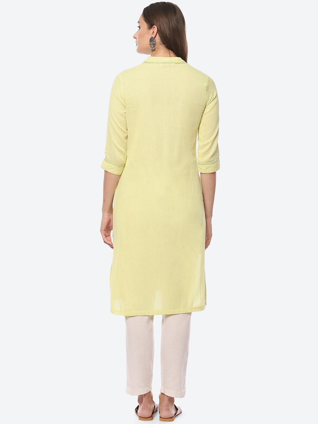 Biba Women Mandarin Collar Cotton Kurta - Distacart