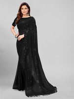 Thumbnail for Mitera Black Sequin Embellished Pure Georgette Saree - Distacart