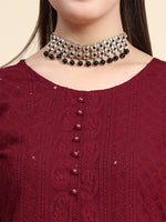 Thumbnail for Kalini Paisley Embroidered Chikankari Georgette Straight Regular Kurta - Distacart