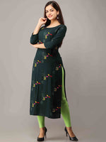 Thumbnail for Kalini Women Green Printed Thread Work Kurta - Distacart