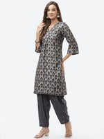 Thumbnail for Biba Women Navy Blue Kurta with Trousers - Distacart