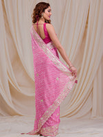 Thumbnail for Koskii Striped Embroidered Saree - Distacart