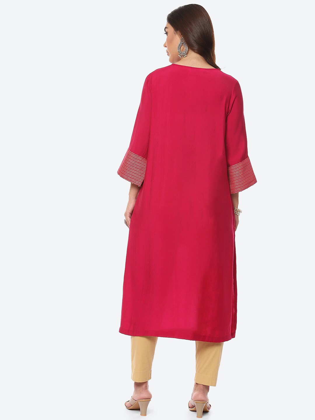 Biba Women Fuchsia Yoke Design A-Line Kurta - Distacart