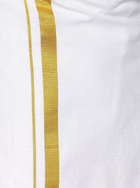 Thumbnail for Sethukrishna Boys White & Gold-Toned Shirt with Dhoti - Distacart