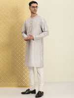 Thumbnail for House of Pataudi Men Floral Printed Mandarin Collar Jashn Kurta - Distacart