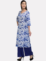 Thumbnail for Kalini Women White & Blue Printed Kurta - Distacart
