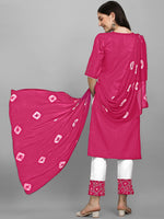 Thumbnail for Kalini Women Pink Ethnic Motifs Embroidered Mirror Work Kurta with Trousers & With Dupatta - Distacart