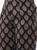 Thumbnail for Biba Women Navy Blue Striped Panelled Kurti with Trousers - Distacart