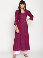 Thumbnail for Kalini Women Ethnic Motifs Embroidered Cotton Anarkali Kurta - Distacart