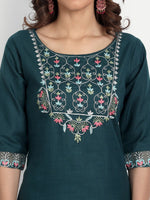 Thumbnail for Kalini Floral Yoke Design Regular Thread Work Kurta with Trousers & With Dupatta - Distacart