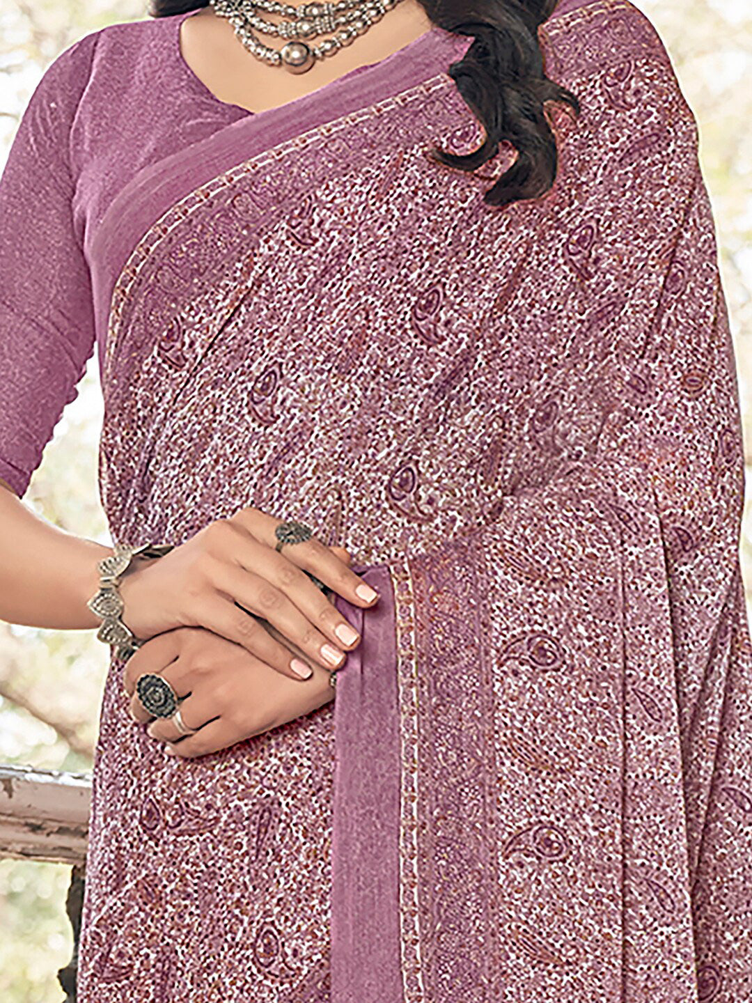 Kalini Paisley Printed Pure Chiffon Dabu Saree - Distacart