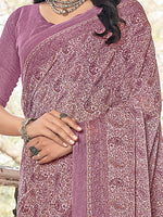 Thumbnail for Kalini Paisley Printed Pure Chiffon Dabu Saree - Distacart