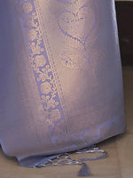 Thumbnail for Mitera Lavender & Gold-Toned Woven Design Zari Saree - Distacart