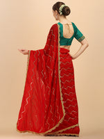 Thumbnail for Sangria Red Embellished Sequinned Pure Georgette Saree - Distacart