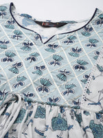 Thumbnail for Kalini Women White Floral Printed Pure Cotton Kurta with Trousers - Distacart