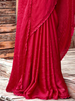 Thumbnail for Saree Mall Pink Embellished Beads and Stones Pure Chiffon Sarees - Distacart